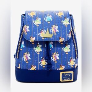 Loungefly Disney Princess Carousel All Over Print Mini Backpack New